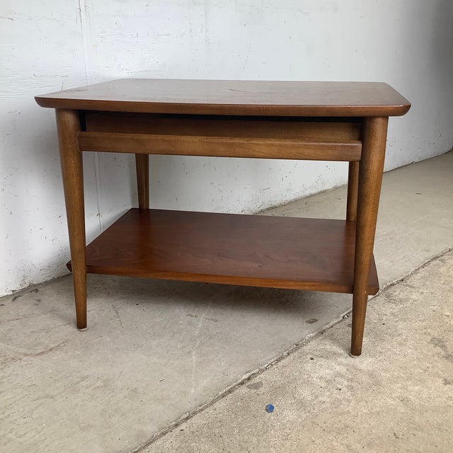 Lane Furniture Lane Perception Walnut End Table — Two-Tier, Single Drawer For Sale - Image 4 of 12