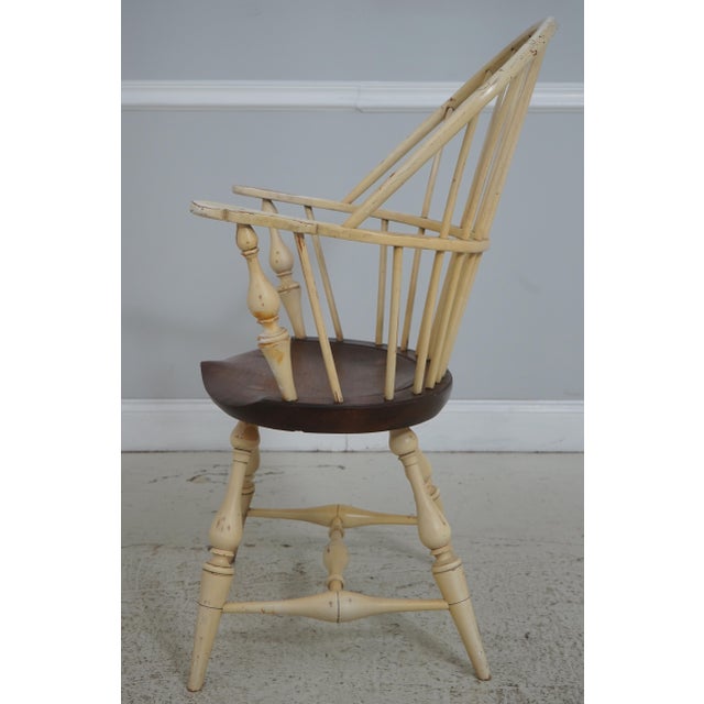 Farmhouse Set of 4 Vintage Painted Bow Back Windsor Armchairs For Sale - Image 3 of 18