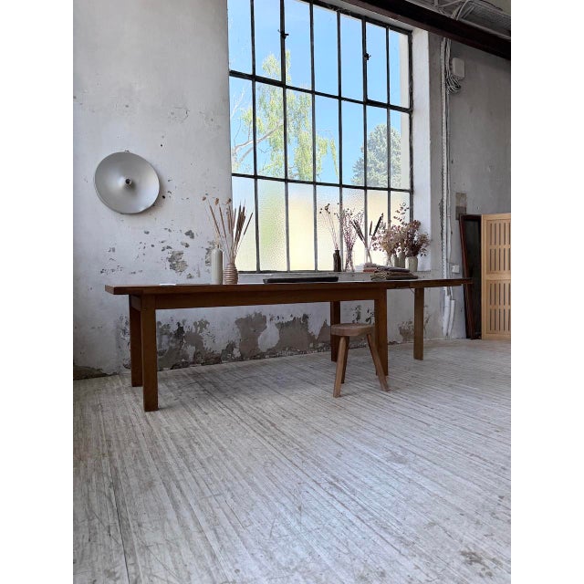 Golden Oak Farmhouse Table with Extension, 1960s For Sale - Image 16 of 18