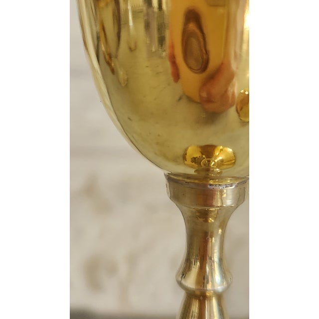Vintage Indian Brass-Plated Tall Goblets, Set of 3 For Sale - Image 12 of 15