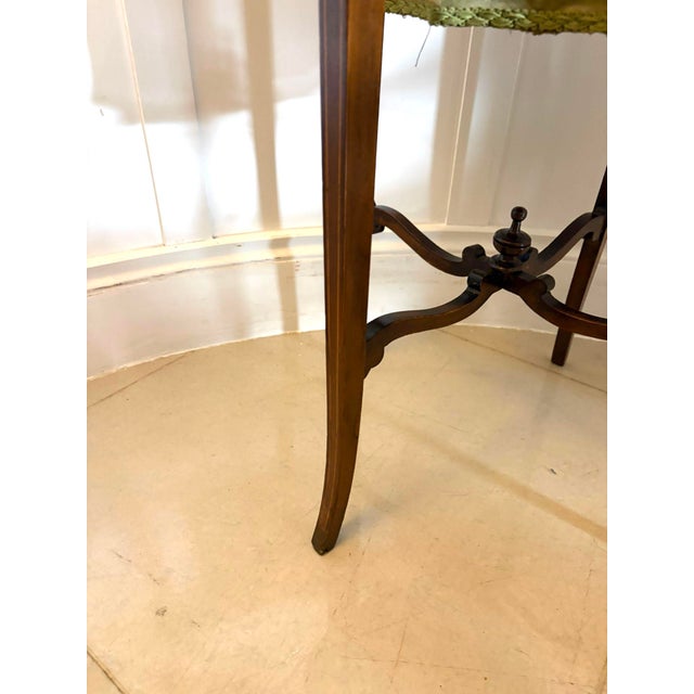 Antique Edwardian Inlaid Mahogany Octagonal Side Table with Silk Basket, 1900 For Sale - Image 11 of 12