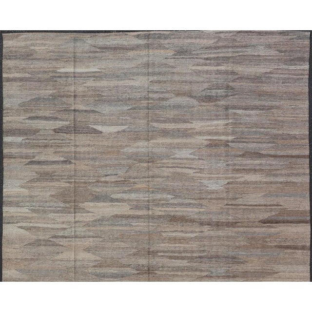 Hand-Woven Kilim Rug by Keivan Woven Arts, Gray Diamond Design 8'8 X 12'7 For Sale - Image 4 of 13