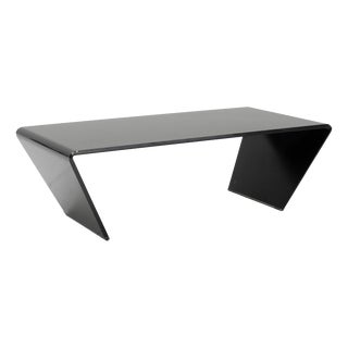 Space Age Black Glass Coffee Table, 1980s For Sale