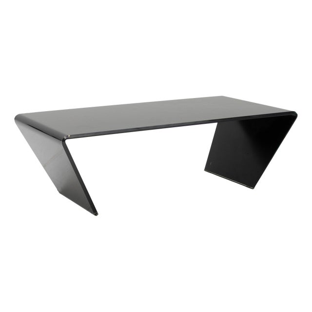 Space Age Black Glass Coffee Table, 1980s For Sale
