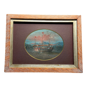 19th Century, Chinese Export Junk Ship Maritime Painting