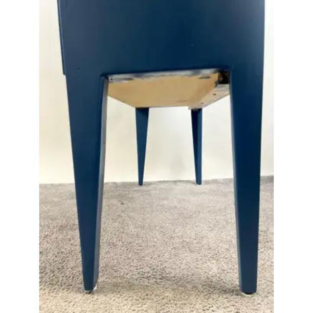 Modern Farmhouse Blue Solid Pin With Silver-Tone Mesh Doors Server or Cabinet For Sale - Image 12 of 13