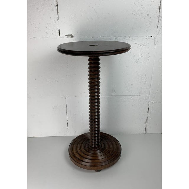 French Brutalist Wood Turned Side Table by Charles Dudouyt, 1940s For Sale - Image 17 of 17