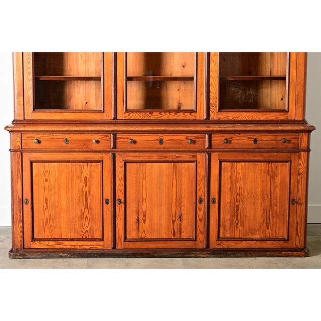Wood French 19th Century Pine and Glass Door Bibliotheque For Sale - Image 7 of 14