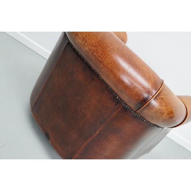 Vintage Dutch Cognac Leather Club Chair For Sale - Image 15 of 18