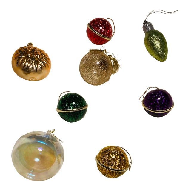 Vintage Holiday Christmas Ornaments Collection Glass Metal Sparkle For Sale
