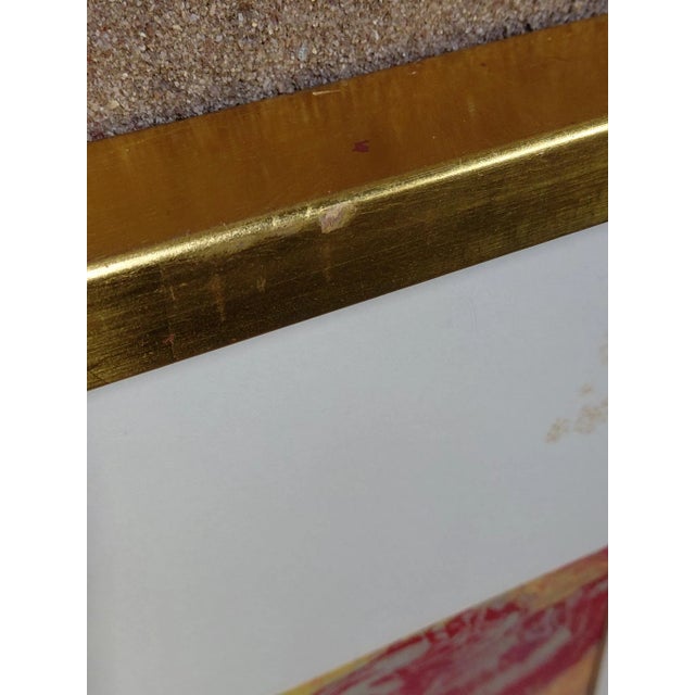 Red Framed Signed J. Akston "Untitled, 1963" Mix Media Painting For Sale - Image 8 of 13