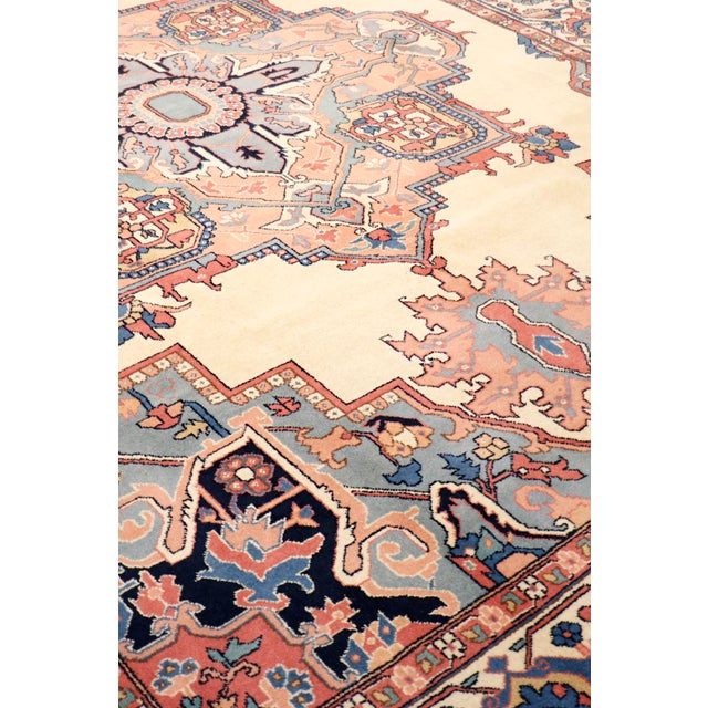Traditional Pasargad Home Serapi Ivory Wool Area Rug, 9' 0'' X 12' 1'' For Sale - Image 3 of 3