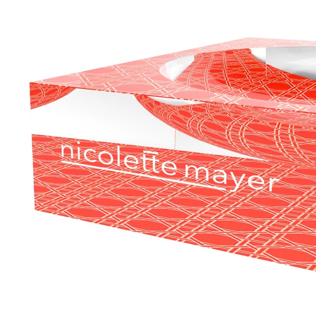 Sublime Trellis Salmon Acrylic Candy Catchall Dish, Large For Sale In Miami - Image 6 of 9