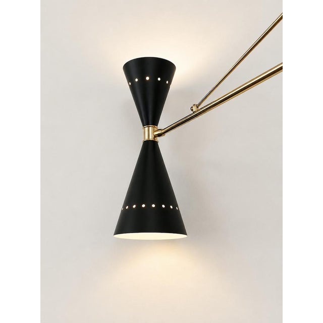 1970s Vintage Black Double Cone Chandelier, 1970s For Sale - Image 5 of 9