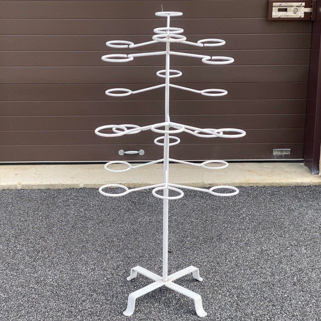 Mid-Century Rotating Wrought Iron 21 Ring Plant Stand For Sale - Image 4 of 13