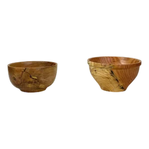 Vintage Studio Craft Turned Maple Bowl and Turned Honey Locust Bowl, Signed