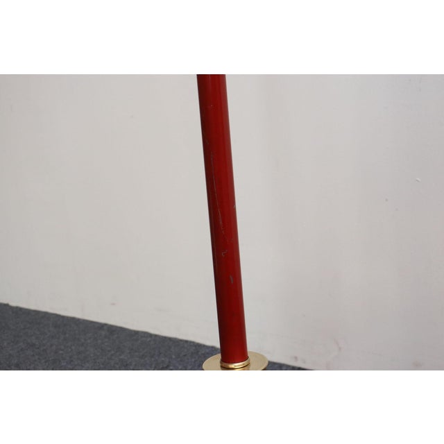Art Deco Red Painted Metal, Glass and Brass Torchiere Floor Lamp For Sale - Image 14 of 18