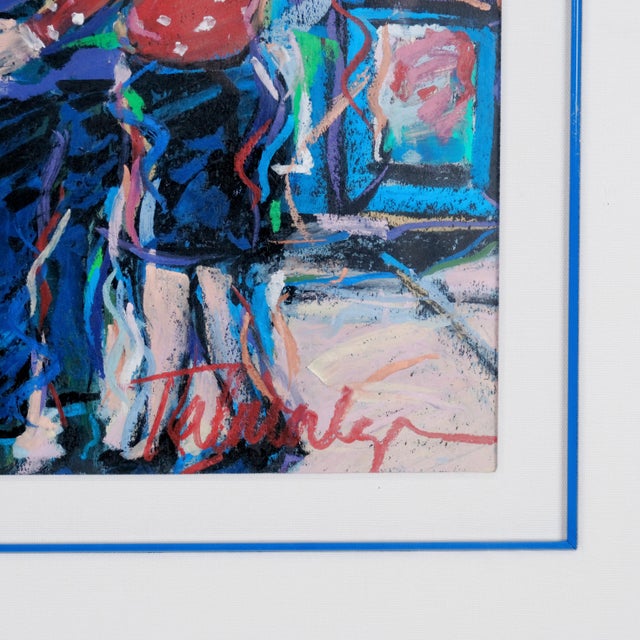 Late 20th Century James Talmadge "People on the Street" One of a Kind Original Framed & Matted Acrylic Painting Excellent Painting and Matting For Sale In San Diego - Image 6 of 7