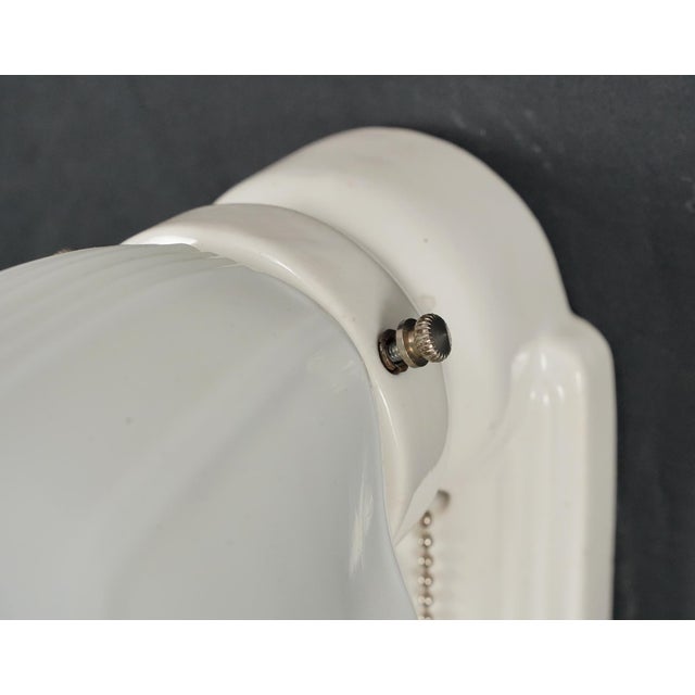 Mid 20th Century Restored Art Deco White Porcelain Wall Sconce With Pull Chain For Sale - Image 6 of 7