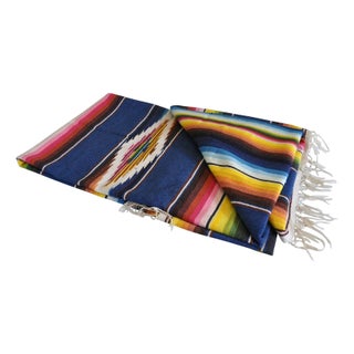 1950's Vintage Mexican Serape Blanket For Sale