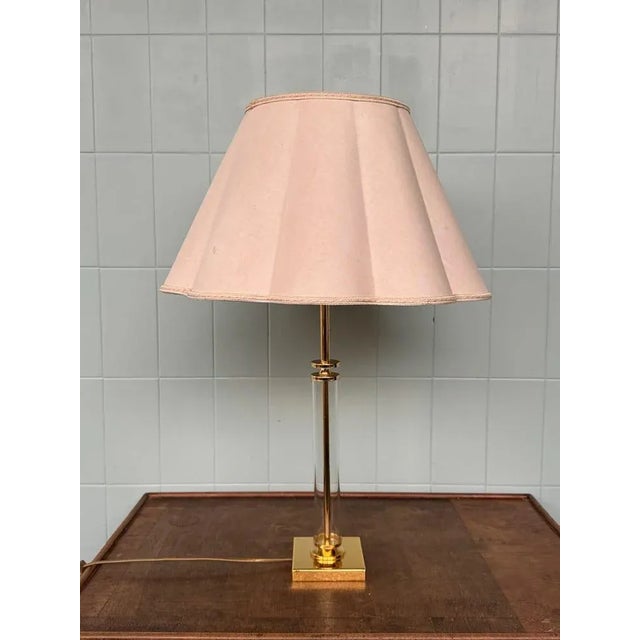 Vintage Table Lamp with Lampshade in Glass and Brass, 1980s For Sale - Image 13 of 13