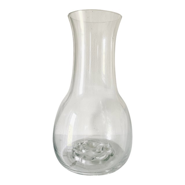 1970s Scandinavian Art Glass Flower Frog Vase Attributed to Orrefors Sweden For Sale
