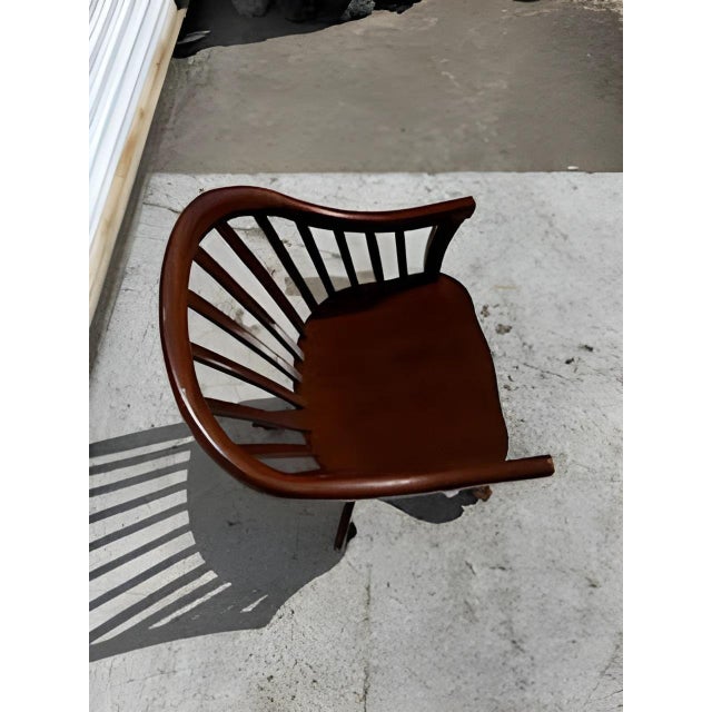 Mid-Century Modern Late 20th Century Windsor Style Swivel Adjustable Height office Chair For Sale - Image 3 of 6