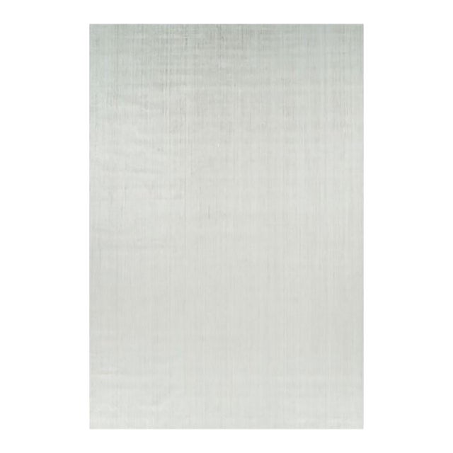 Rug & Kilim’s Oversized Textural Rug in Solid White and Silver-Gray Striae - 12x18 For Sale