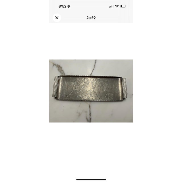 Mid-Century Modern 1930s Vintage Arthur Armour Hammered Aluminum Art Deco Mid Century Tray Butterfly Fairycore For Sale - Image 3 of 7