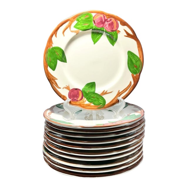 1970s Franciscan “Apple” Set of 11 Earthenware Salad Plates For Sale