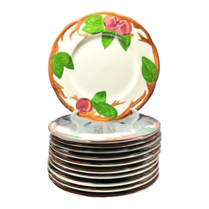1970s Franciscan “Apple” Set of 11 Earthenware Salad Plates