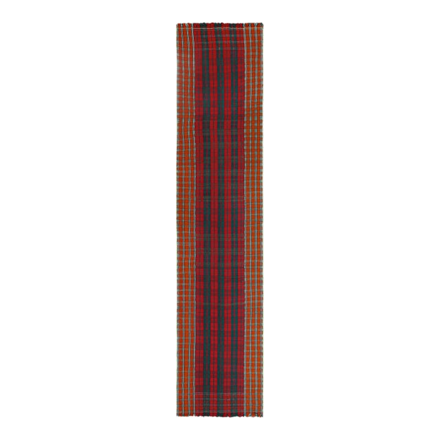 Vintage Qashqai Persian Kilim Extra-Long Runner in Plaid Stripes by Rug & Kilim For Sale