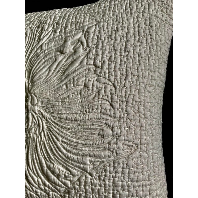 Dahlia Floral Hand Quilted Decorative Silk Pillow Cover For Sale In New York - Image 6 of 7