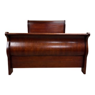 Vintage Queen Size French Louis Philippe Style Sleigh Bed For Sale