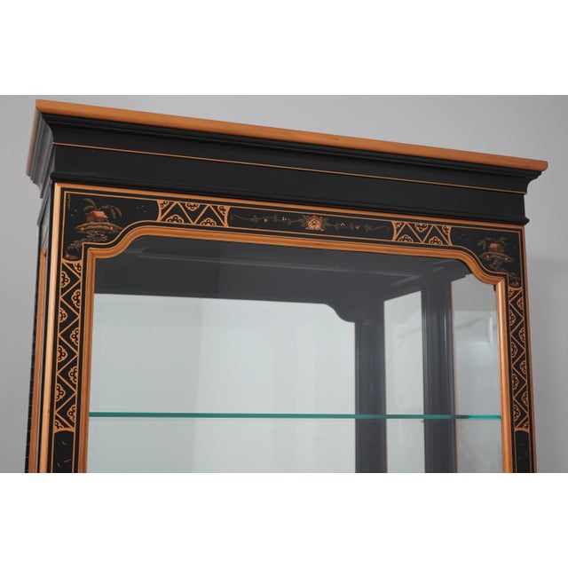 Wood Chinoiserie Decorated Mirror Back Curio Display Cabinet For Sale - Image 7 of 12