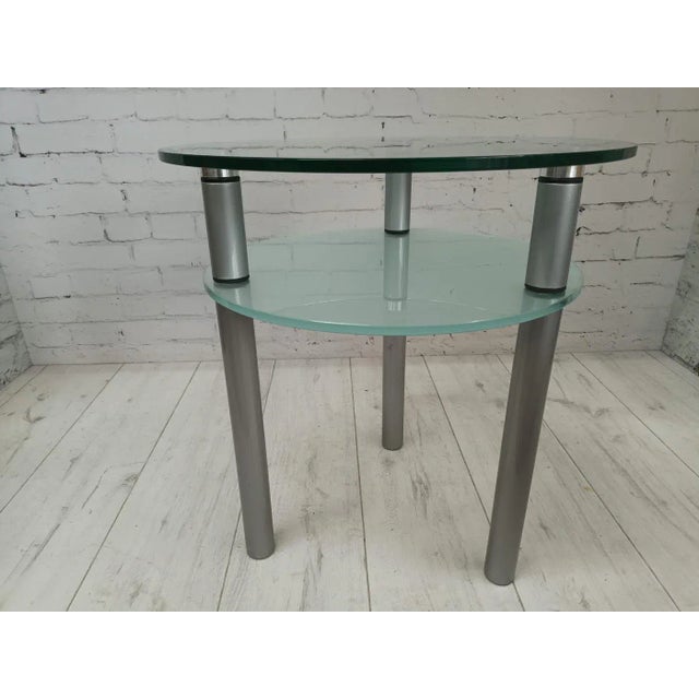 Glass Vintage Glass and Chrome Side Table, 1980s For Sale - Image 7 of 13