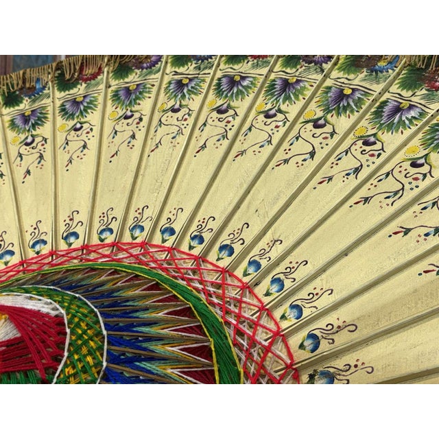 Indonesian Parasol in Wallpaper, Wood and Wool, 1950s For Sale - Image 14 of 18