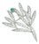 1960s Leaf Brooch With Square-Cut Emerald and White Diamonds For Sale