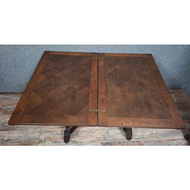 Wood Renaissance Extendable Table in Oak, 1960s For Sale - Image 7 of 9