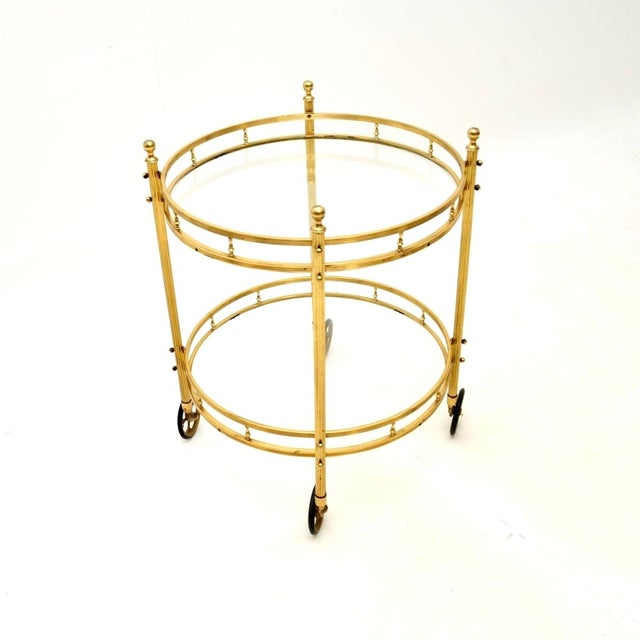 Mid-Century Modern Vintage French Brass Drinks Trolley, 1970s For Sale - Image 3 of 8