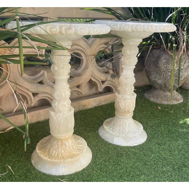 Pair of 1930s Italian Carved Alabaster Guéridon Side Tables For Sale - Image 10 of 18