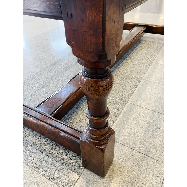 19th Century English Oak Trestle Farm Table For Sale - Image 15 of 17