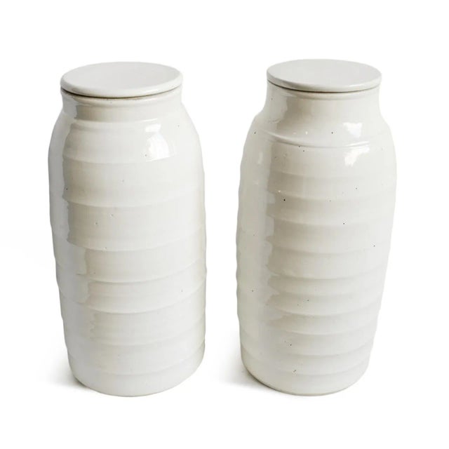 Late 20th Century Vintage White Ceramic Tall Jin Jar For Sale - Image 5 of 8