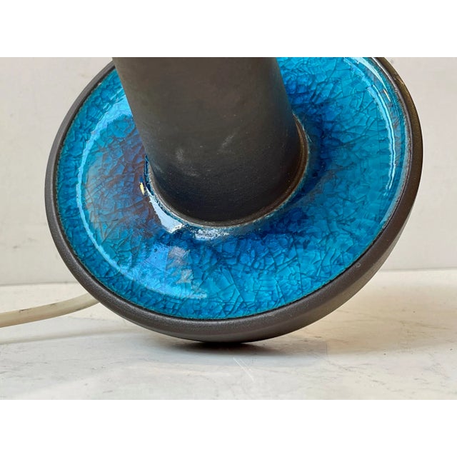Ceramic Turquoise Table Lamp by Einar Johansen for Søholm, 1960s For Sale - Image 3 of 9