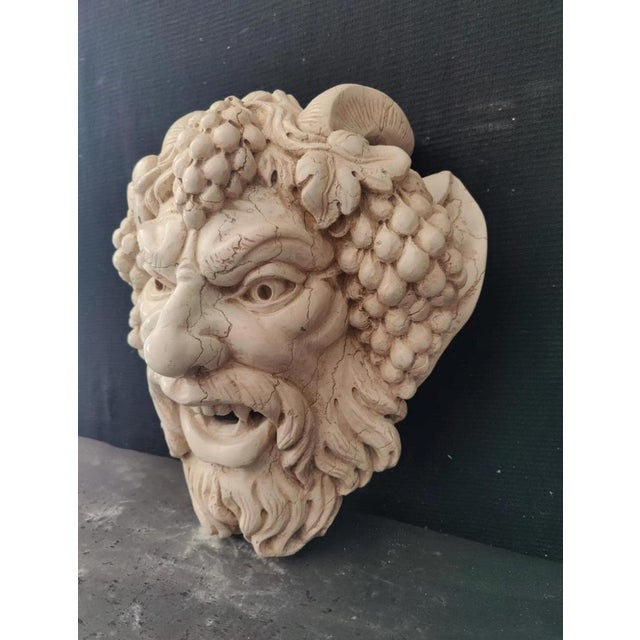 Fountain Mask with Face of Faun with Grapes in Asiago White Marble, Venice For Sale - Image 4 of 12