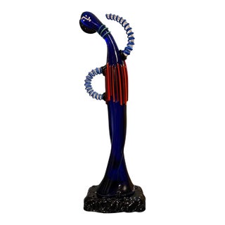 1980s Mario Badioli Signed Postmodern Murano Art Glass Abstract Figure Sculpture For Sale