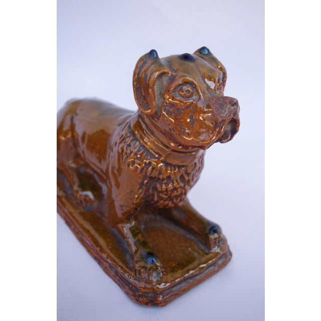 Antique Tawny Enameled Earthenware Boxer Dogs, 1900s, Set of 2 For Sale - Image 3 of 5