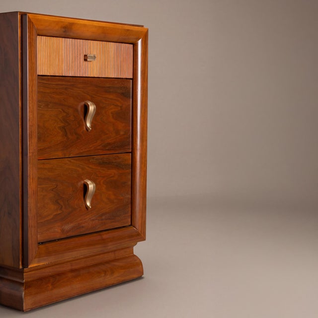 Brown Nightstand End Tables in Laurel Wood With Gold Hardware, Pair For Sale - Image 8 of 8