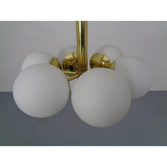 Sputnik Brass and Glass Ceiling Chandelier from Kaiser Idell / Kaiser Leuchten, Germany, 1960s For Sale - Image 14 of 18