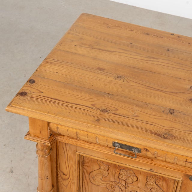 Late 19th Century 19th Century Danish Pine Sideboard With Carved Panel Doors For Sale - Image 5 of 17